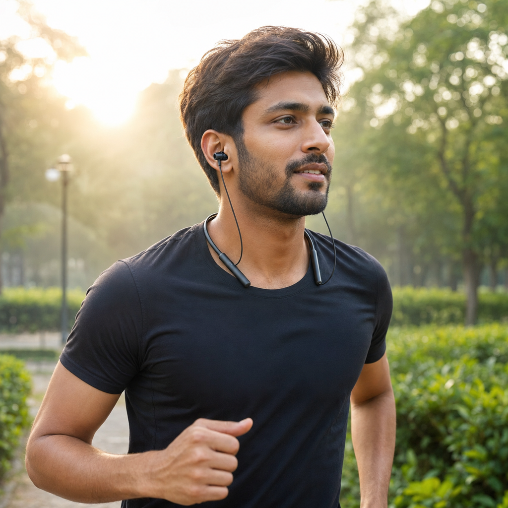 HANVORA Wireless Bluetooth Neckband Earphones | Bluetooth 5.0 | 11.2mm Bass Boost Driver | Up to 40 Hours Playback | IPX4 Sweat Resistant | Built-in Mic | Magnetic Earbuds for Music, Calls & Workouts