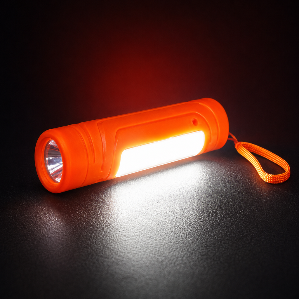 HANVORA Rechargeable LED Emergency Torch Light | 2000mAh Battery | Up to 10 Hours Front Light | Side COB Light | Portable Handheld Flashlight for Home, Camping & Power Cuts