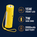 HANVORA Rechargeable LED Emergency Torch Light | 2000mAh Battery | Up to 10 Hours Front Light | Side COB Light | Portable Handheld Flashlight for Home, Camping & Power Cuts