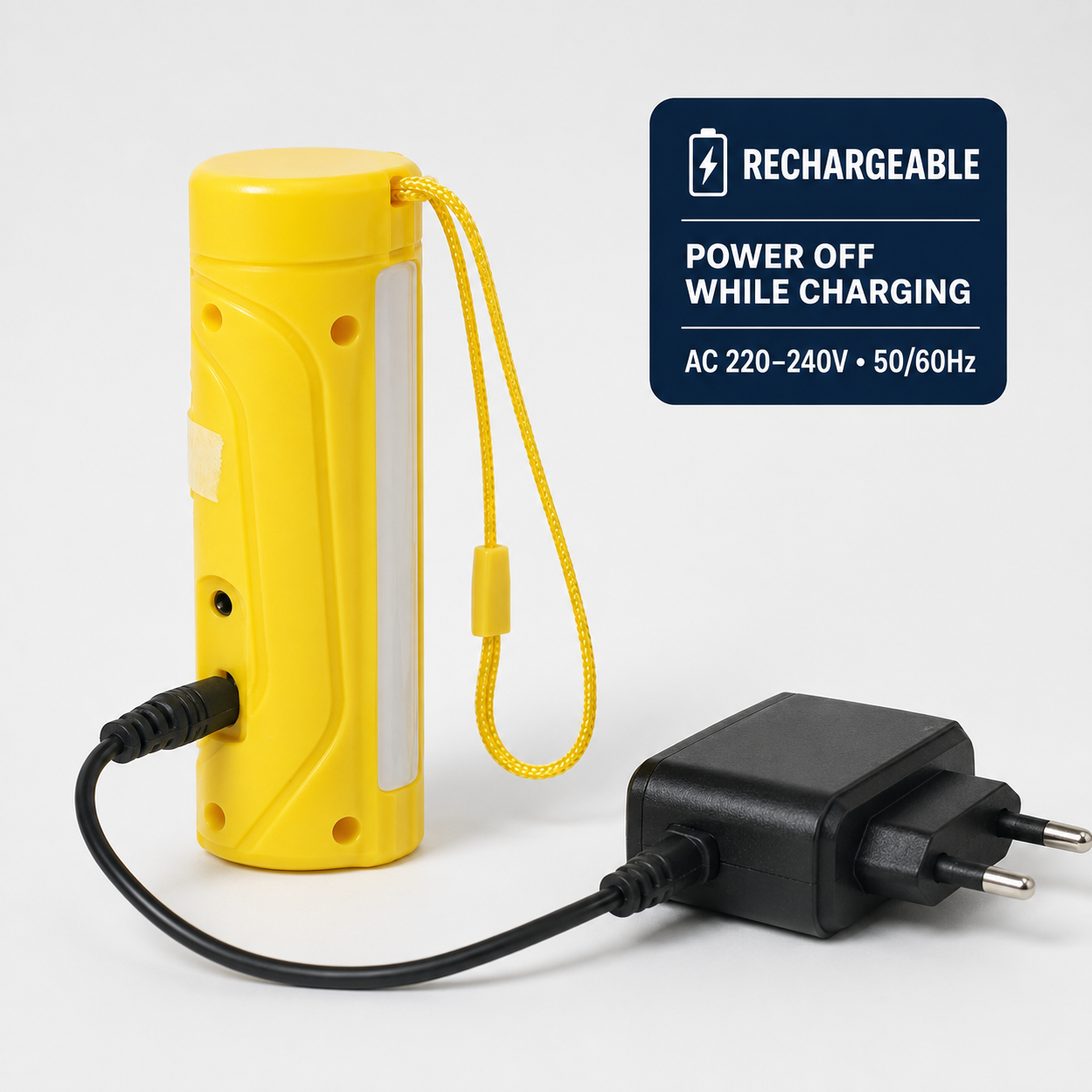 HANVORA Rechargeable LED Emergency Torch Light | 2000mAh Battery | Up to 10 Hours Front Light | Side COB Light | Portable Handheld Flashlight for Home, Camping & Power Cuts