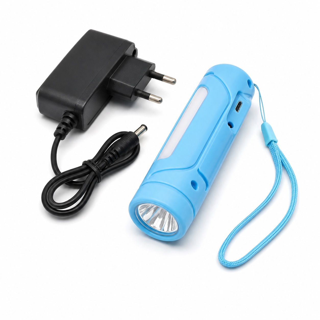HANVORA Rechargeable LED Emergency Torch Light | 2000mAh Battery | Up to 10 Hours Front Light | Side COB Light | Portable Handheld Flashlight for Home, Camping & Power Cuts
