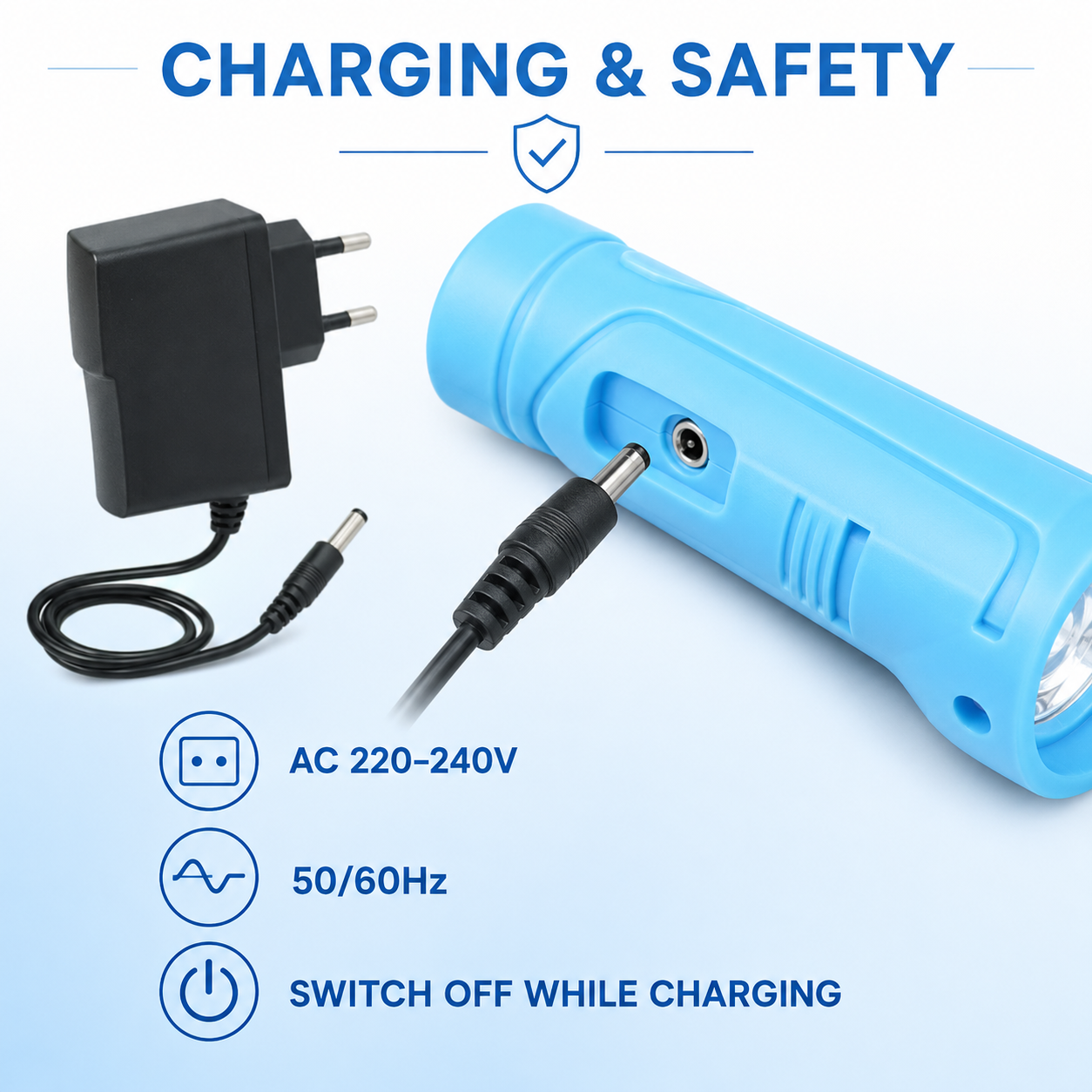 HANVORA Rechargeable LED Emergency Torch Light | 2000mAh Battery | Up to 10 Hours Front Light | Side COB Light | Portable Handheld Flashlight for Home, Camping & Power Cuts