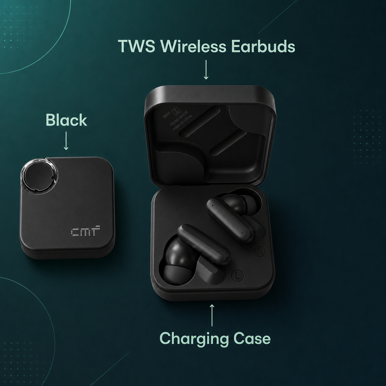 HANVORA Wireless Bluetooth Earbuds with Charging Case | True Wireless Stereo (TWS) | In-Ear Noise Isolating Earphones | Deep Bass | Touch Control | Lightweight Earbuds for Music, Calls & Gaming