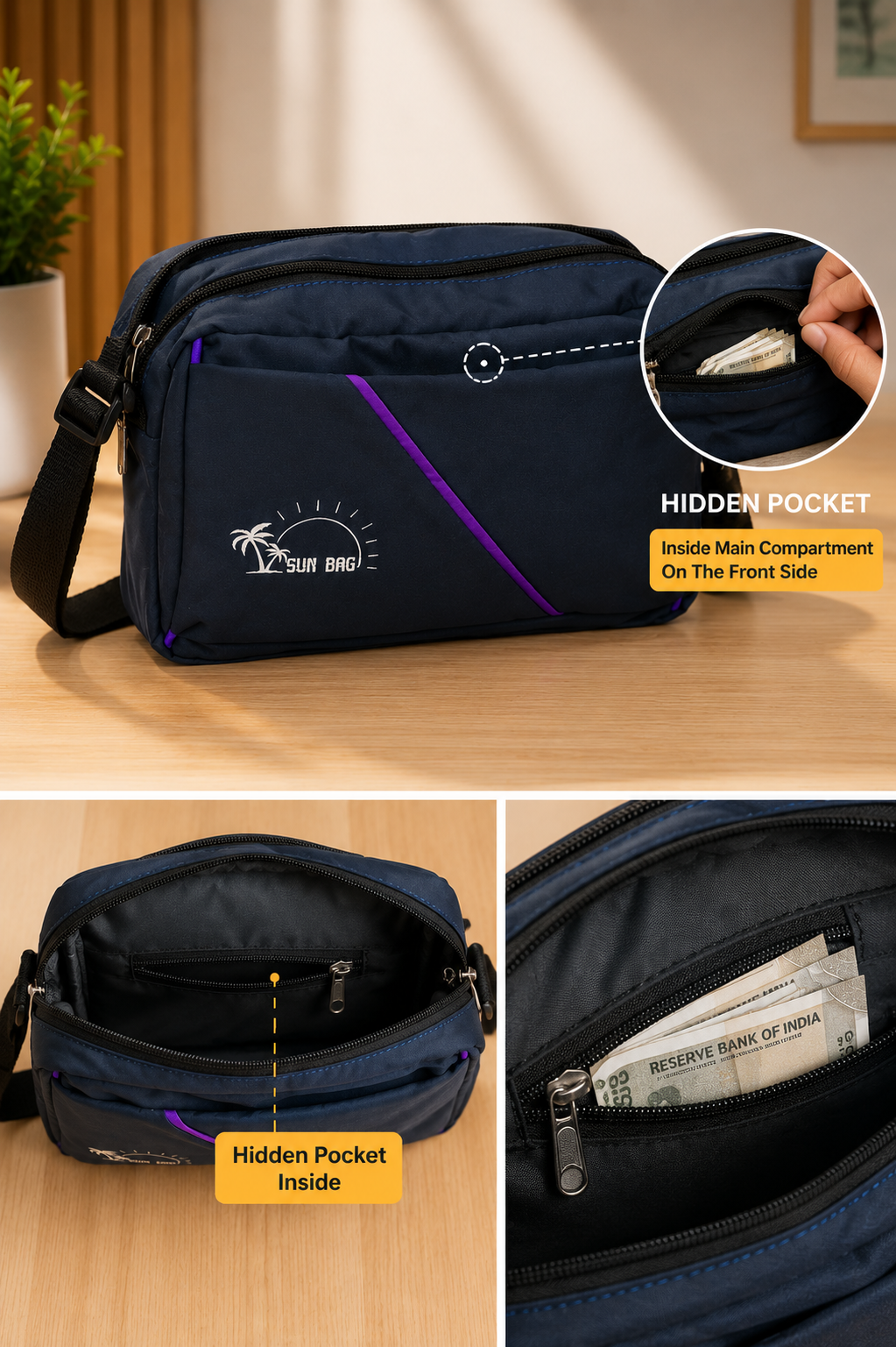 Premium Crossbody Messenger Bag for Men | Lightweight Everyday Shoulder Bag | Multi-Pocket Travel Sling Bag