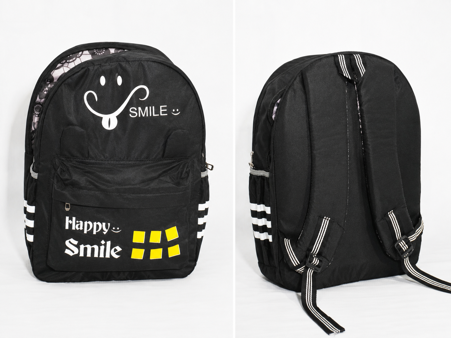 Kids School Backpack | Cute Smile Print Lightweight School Bag for Boys & Girls