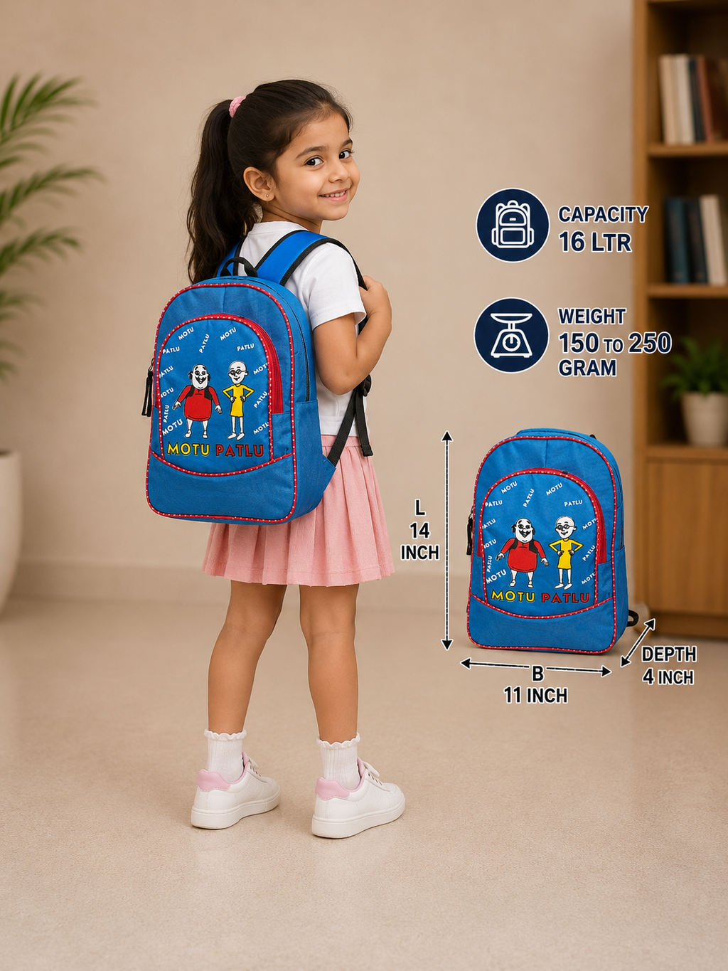 Kids School Backpack for Boys & Girls | Lightweight 16L School Bag | Spacious Backpack with Side Bottle Pocket