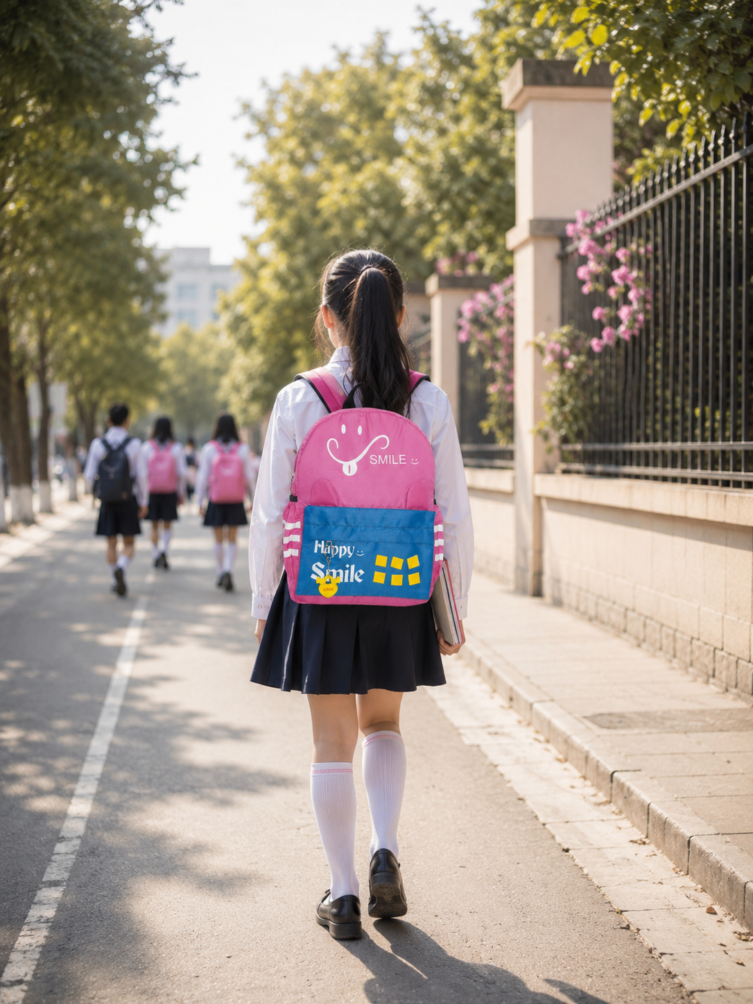 Pink Kids School Backpack | Happy Smile Lightweight School Bag