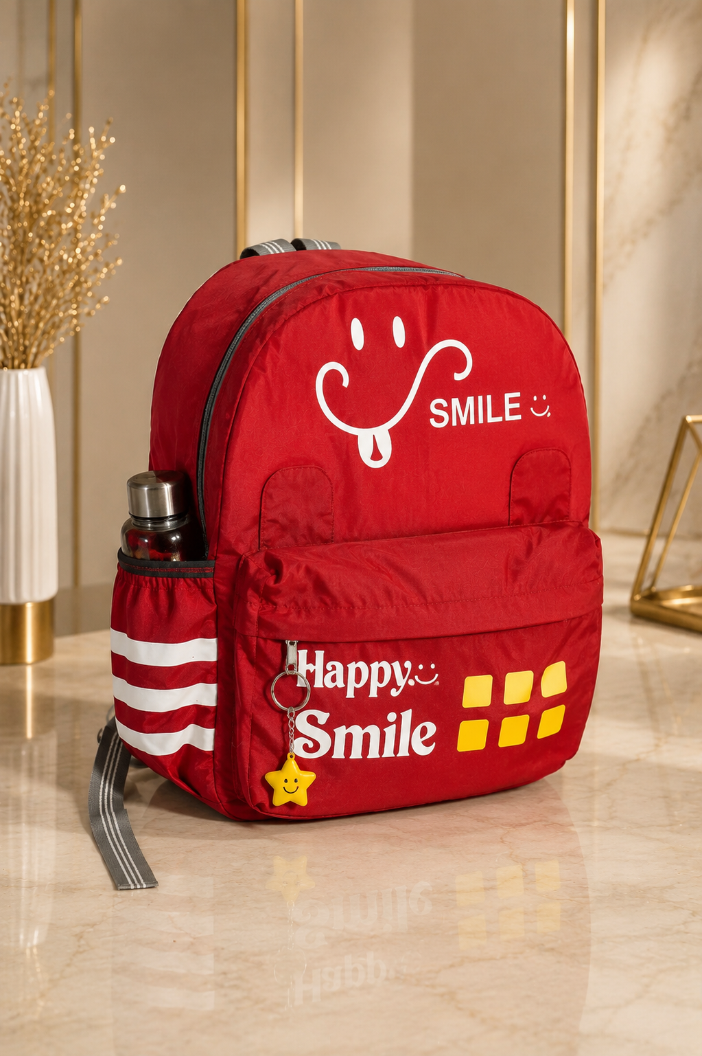 HANVORA Happy Smile Kids School Bag Red - Studio shot