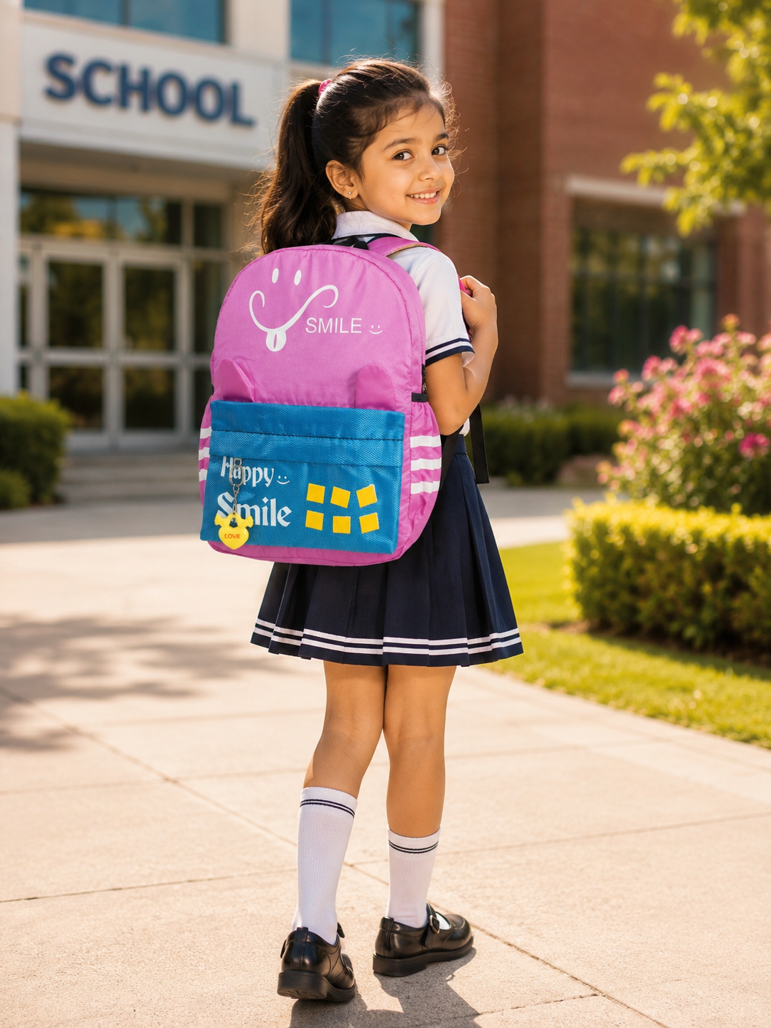 HANVORA Happy Smile Kids School Bag Red - Premium lifestyle shot