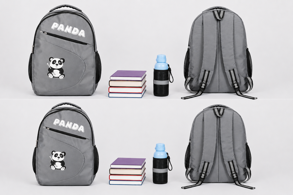 HANVORA Panda Kids School Bag Grey - Multiple angles