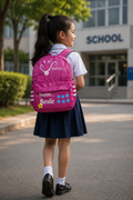 HANVORA Happy Smile Kids School Bag Pink - Front and rear view