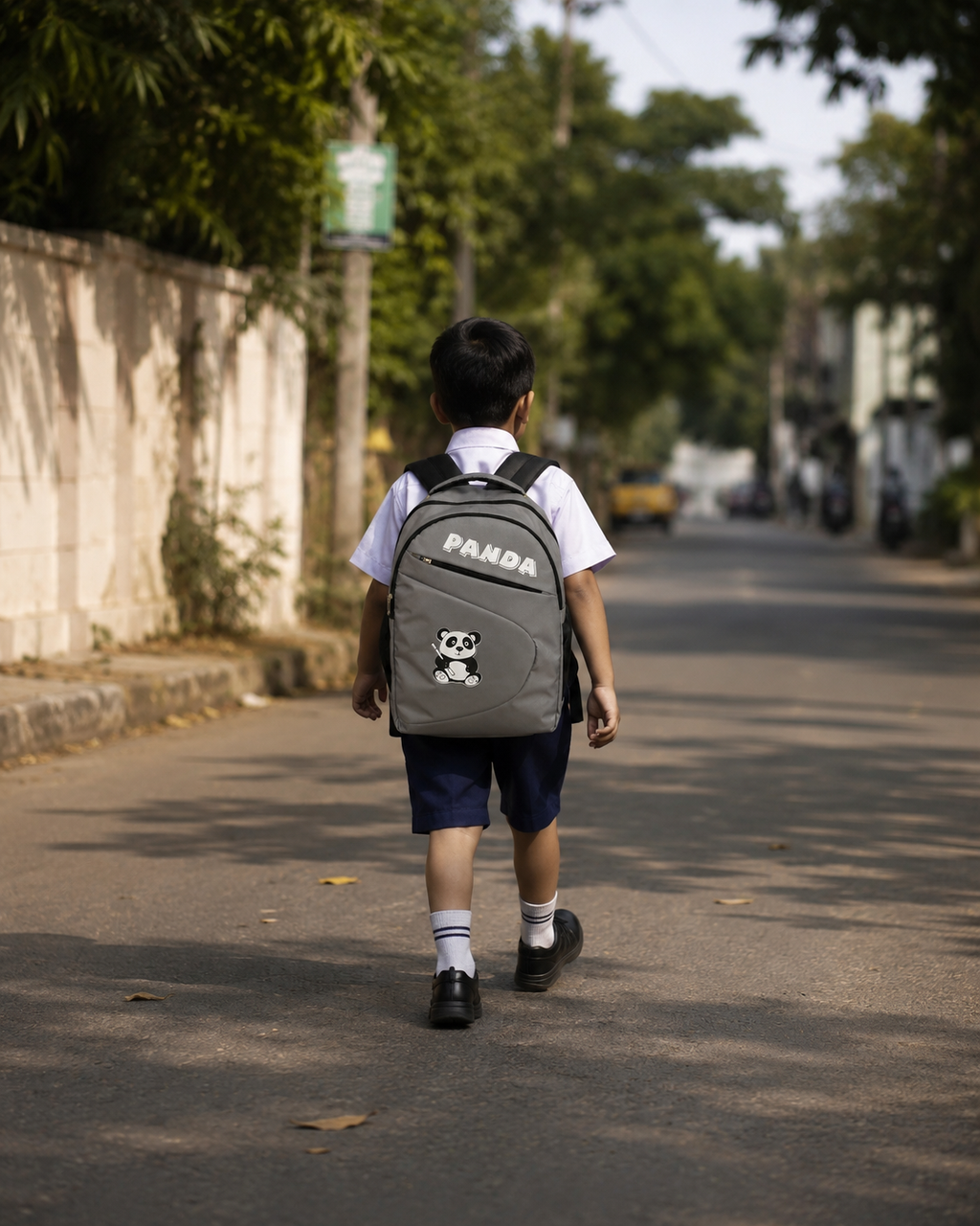 HANVORA Panda Kids School Bag Grey - 360 View