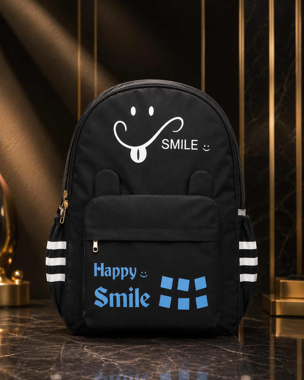 Kids School Backpack | Cute Smile Print Lightweight School Bag for Boys & Girls