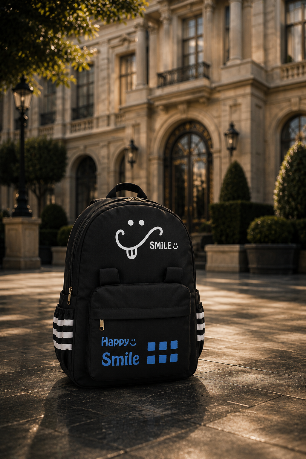 Kids School Backpack | Cute Smile Print Lightweight School Bag for Boys & Girls