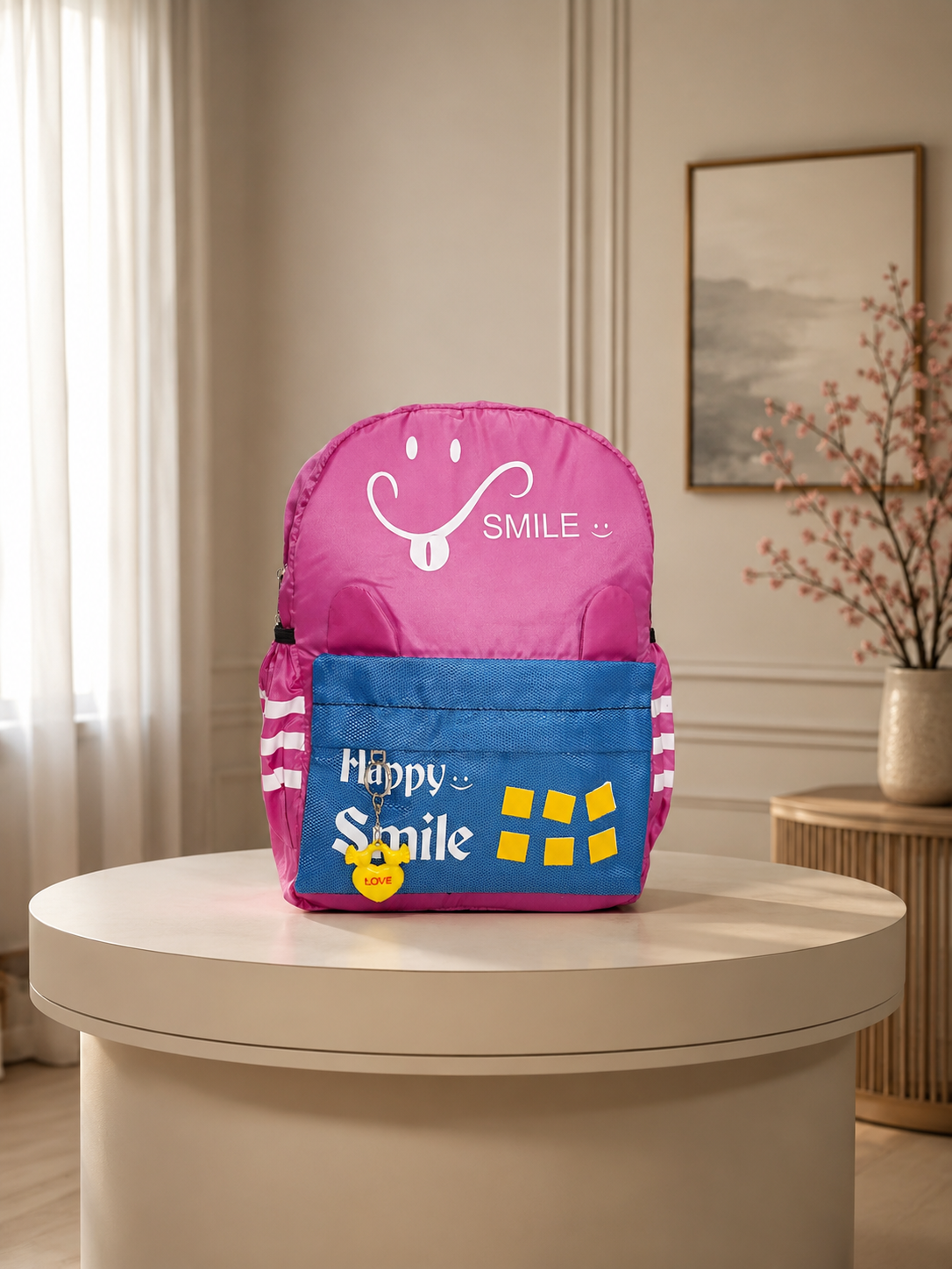 HANVORA Happy Smile Kids School Bag Red - Front and Back View