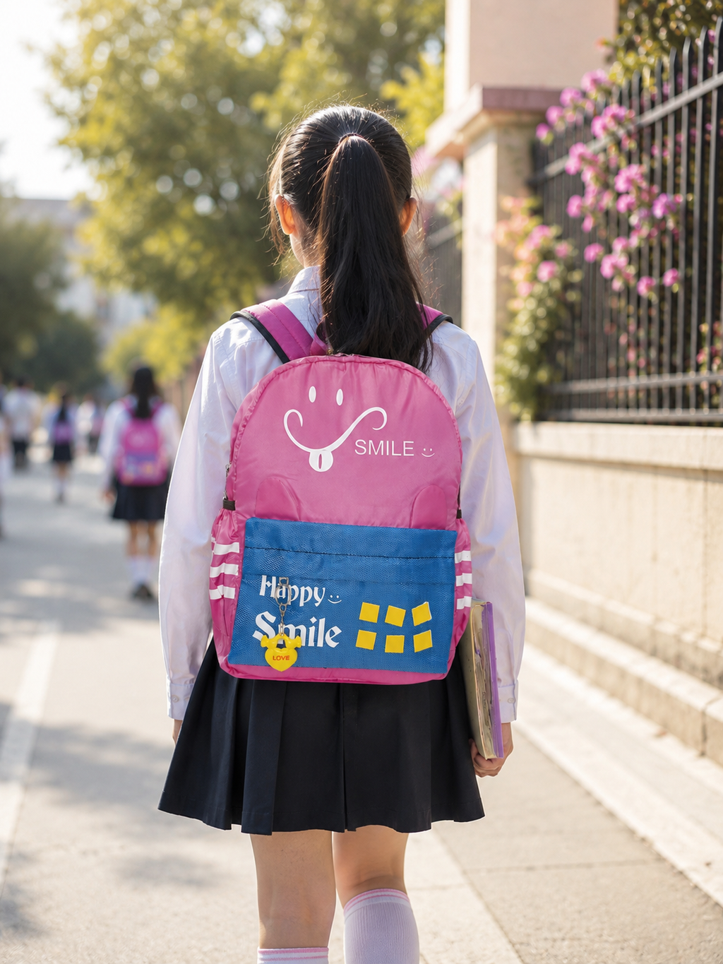HANVORA Happy Smile Kids School Bag Red - Side View