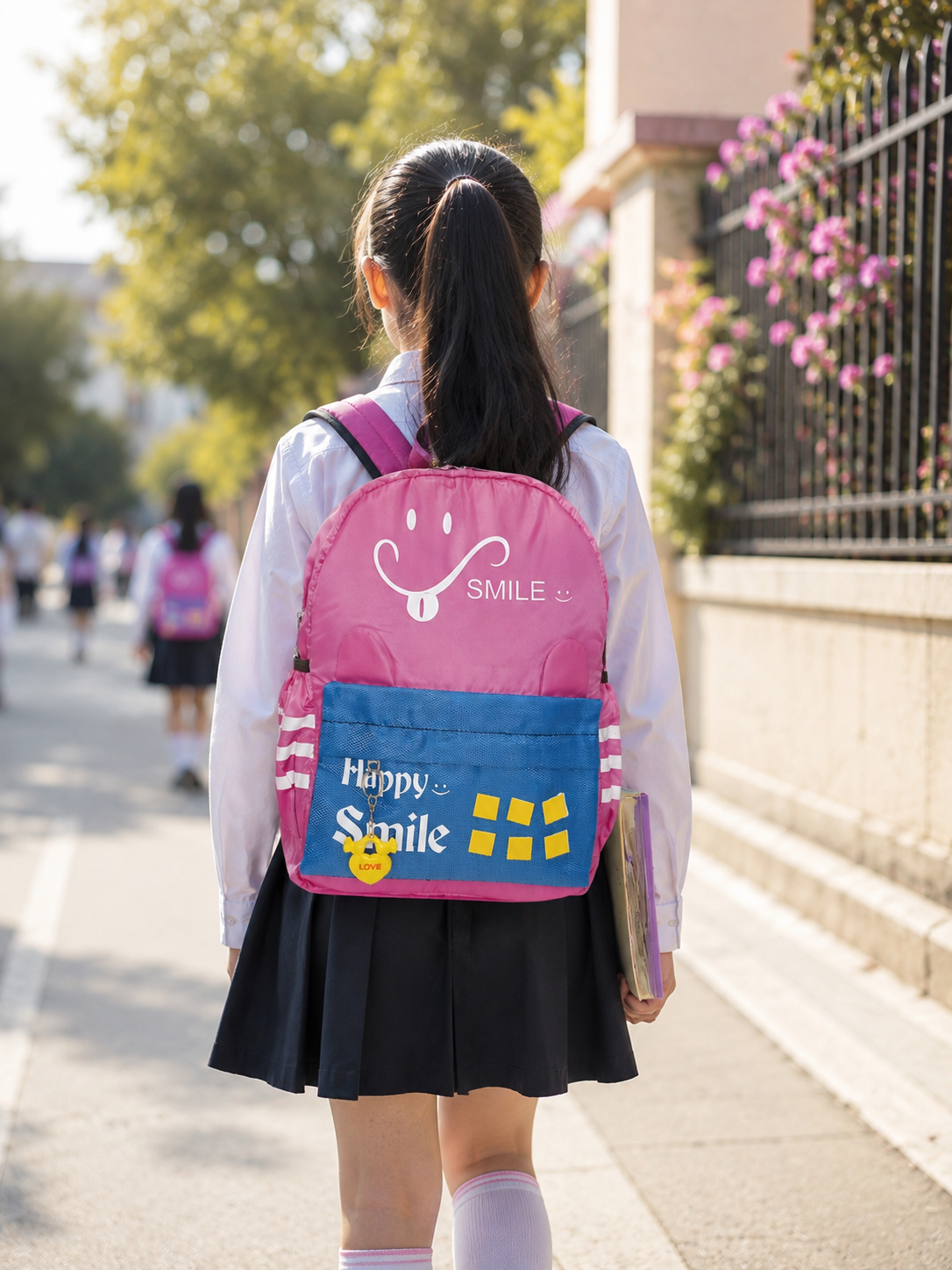 HANVORA Happy Smile Kids School Bag Red - Side View