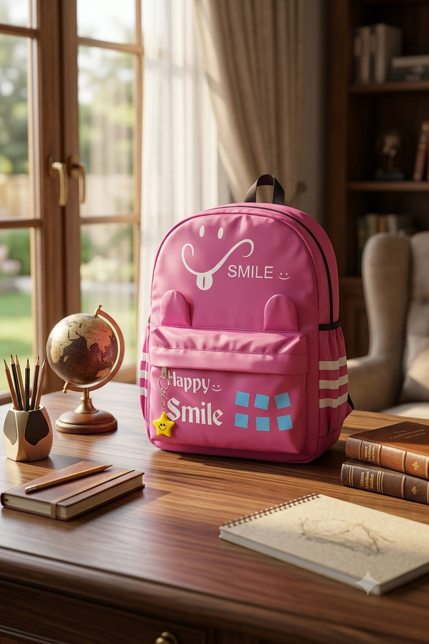 HANVORA Happy Smile Kids School Bag Pink - Boy at school