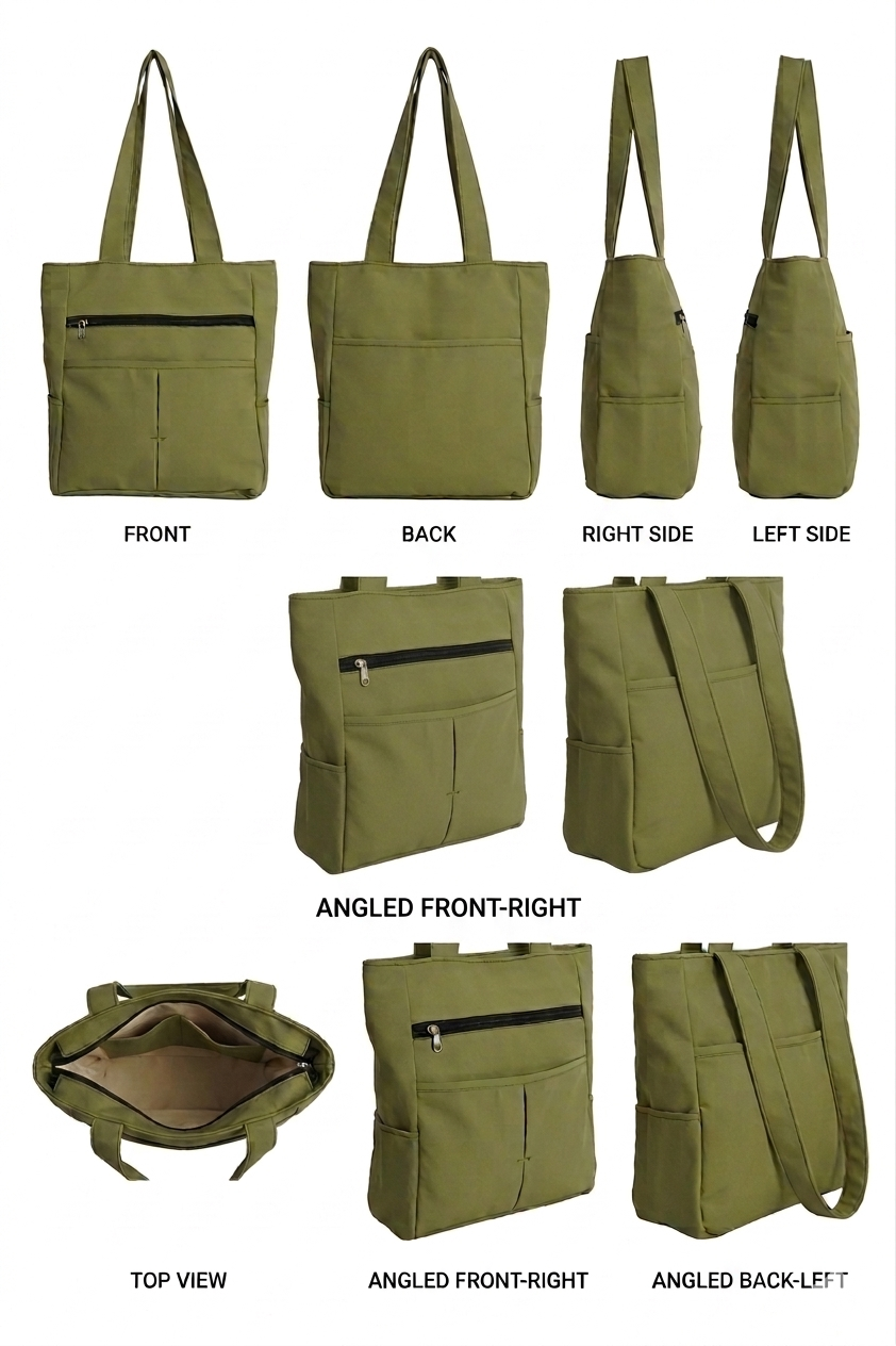 HANVORA Tote Bag Olive Green - 360 views