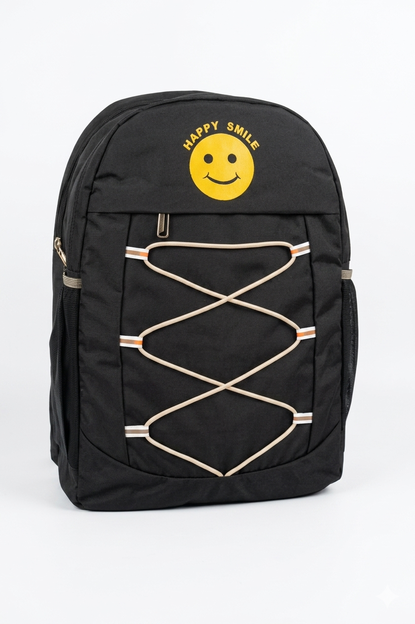 Happy Smile Kids School Backpack | 30L Lightweight Water-Resistant Backpack for Boys & Girls | Spacious School Bag with Bottle Pocket & Padded Shoulder Straps