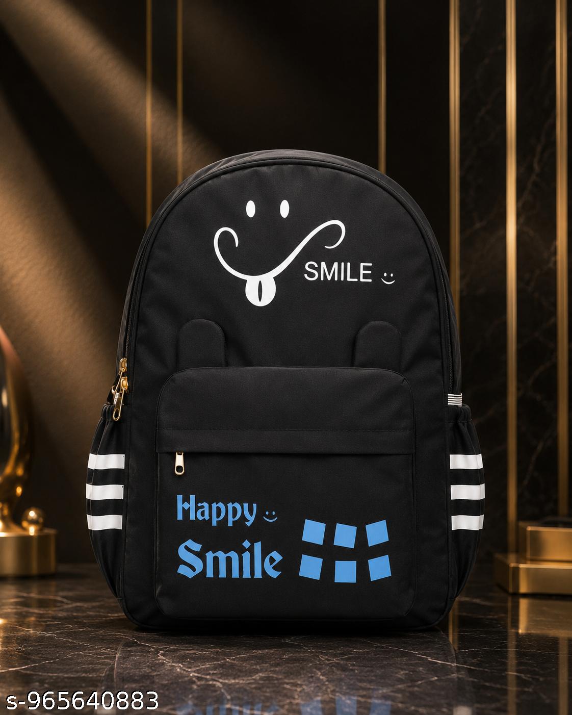 Kids School Backpack | Cute Smile Print Lightweight School Bag for Boys & Girls
